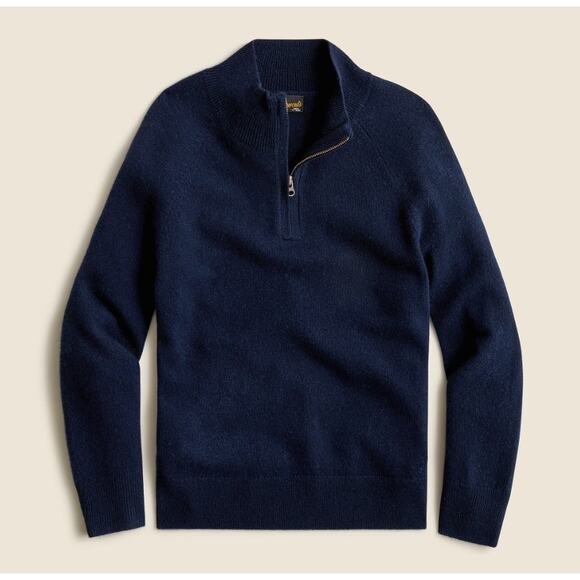 Crewcuts J.Crew Cashmere Half-zip Sweater Boys XL(12-13) Navy Mockneck Soft Knit - Picture 2 of 7